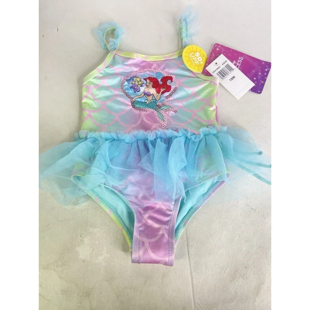 Disney The Little Mermaid Ariel Tutu One Piece Swimsuit Swimwear Girls 18 Months